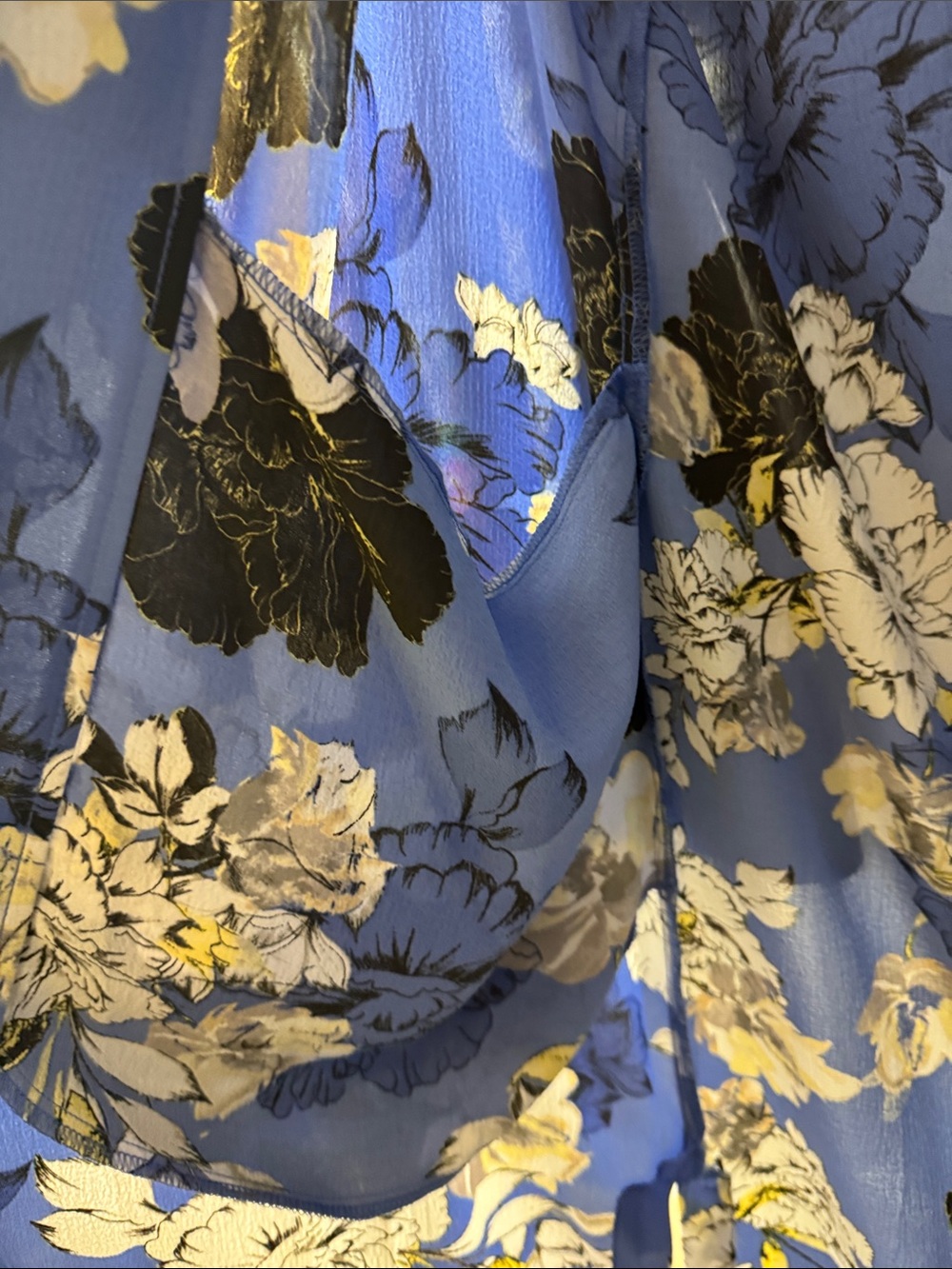 Jennifer Lopez Blue Floral Open-Front Cape Kimono with Pockets - Size L - Picture 9 of 12